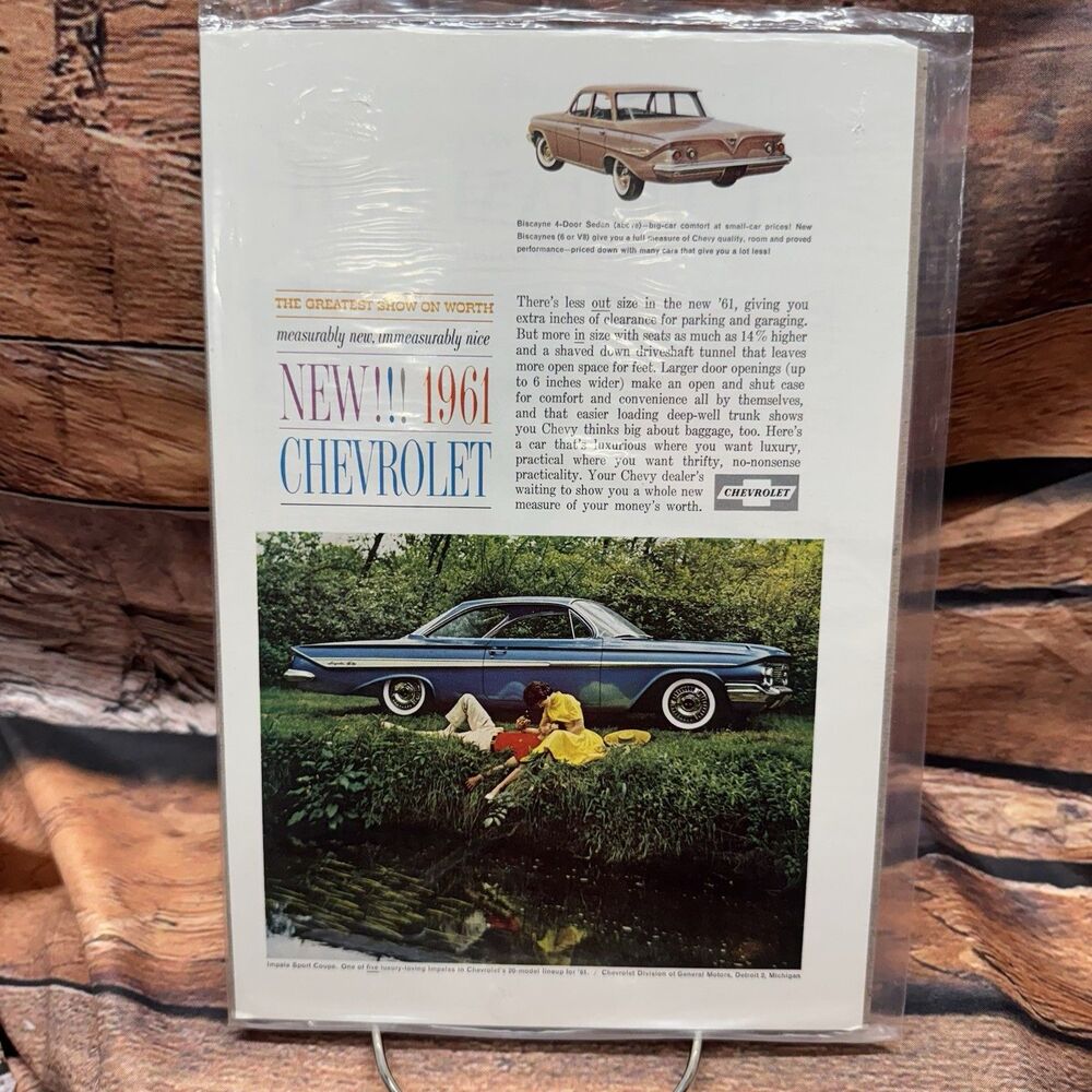 1961 Chevrolet Impala Sport Coupe Biscayne Vintage Magazine Print Ad 61 Chevy
